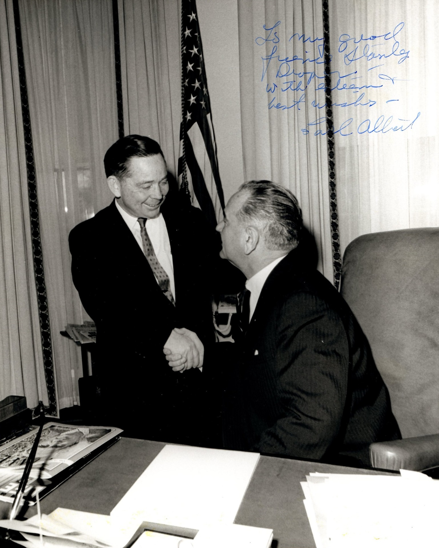 Carl Albert with President Lyndon B. Johnson. Courtesy Oklahoma Hall of Fame Archives.