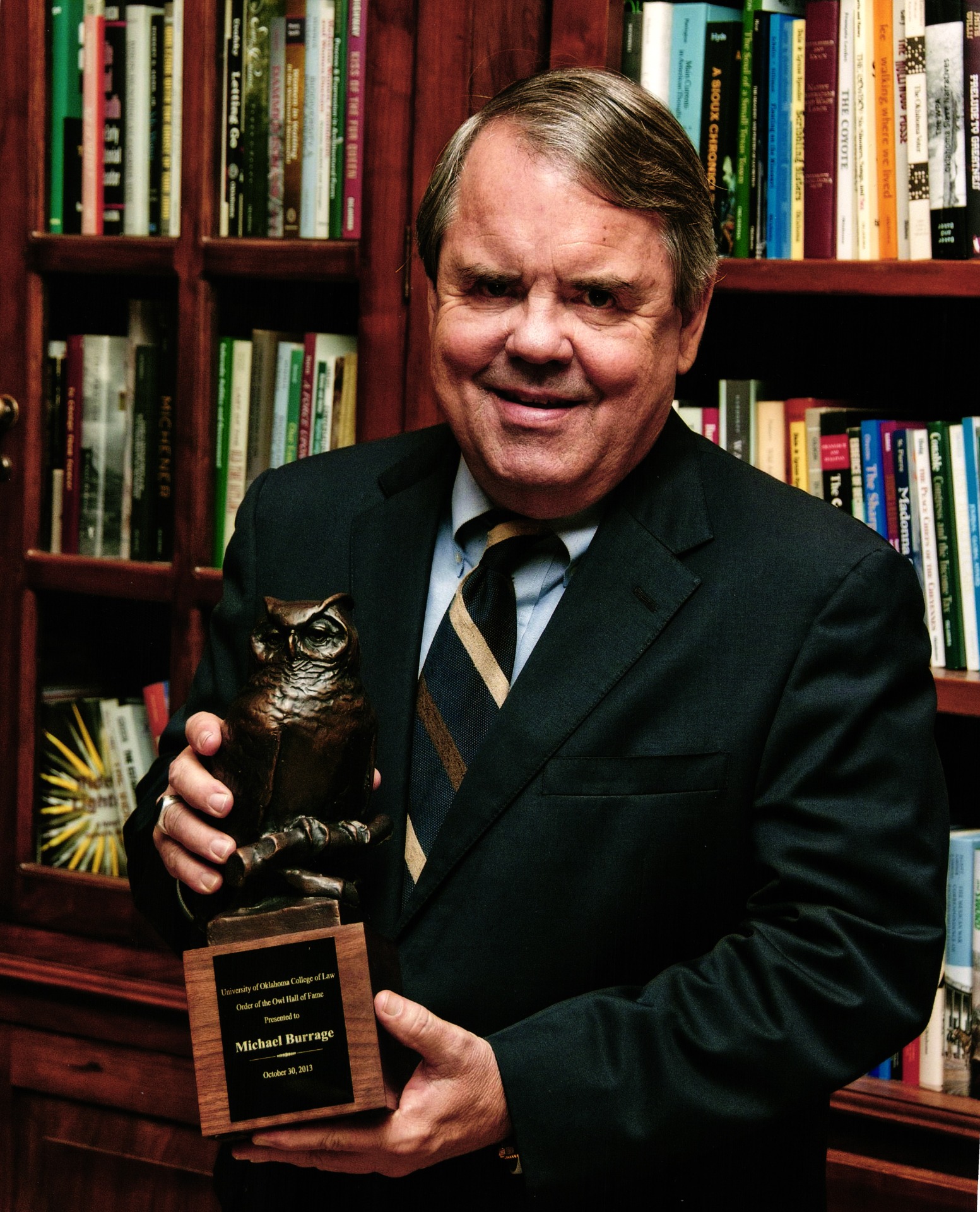 The OU College of Law inducted Michael Burrage into the Order of the Owl Hall of Fame in 2013. Courtesy Oklahoma Hall of Archives.
