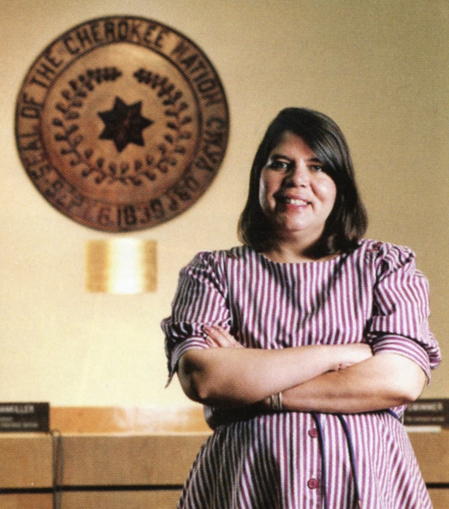Chief Wilma Mankiller authored several books including her best-selling autobiography, Mankiller: A Chief and her People. Courtesy Oklahoma Hall of Fame Archives.