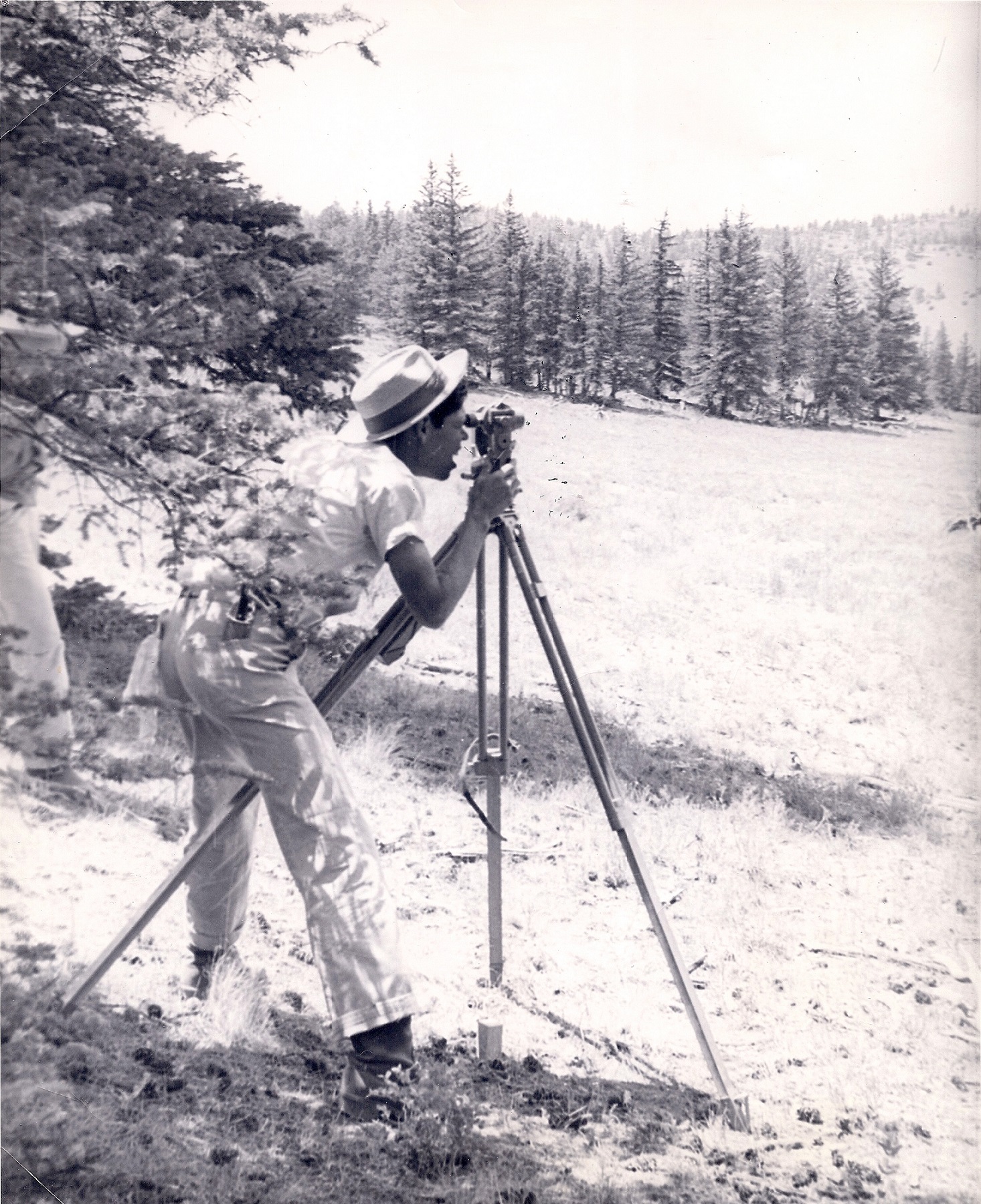 Neal McCaleb at an Oklahoma A&M Summer Surveying Camp in Buena Vista, Colorado, 1956. Courtesy Oklahoma Hall of Fame Archives.